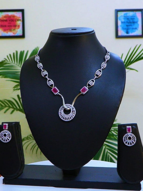 Classic Necklace /  AD jewellery  With Earrings / Unique Like You - Handcrafted Jewellery