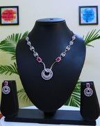 Classic Necklace /  AD jewellery  With Earrings / Unique Like You - Handcrafted Jewellery