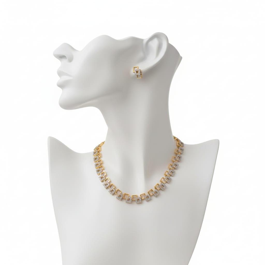 Golden Glow with CZ Brilliance / Classic Gold With Earrings / Modern Sparkle