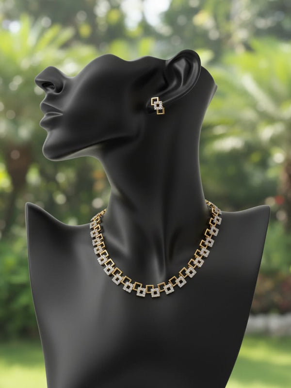 Golden Glow with CZ Brilliance / Classic Gold With Earrings / Modern Sparkle