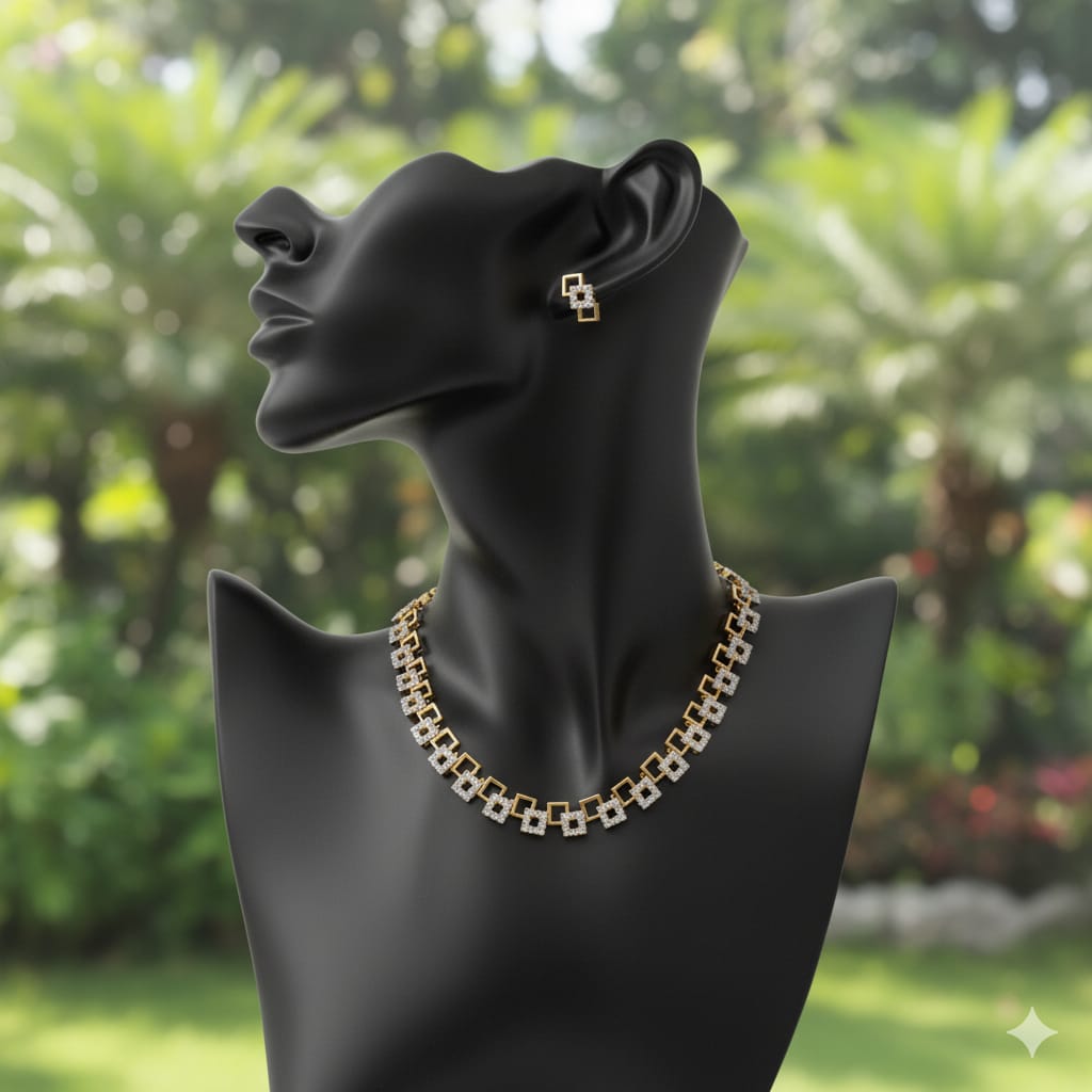 Golden Glow with CZ Brilliance / Classic Gold With Earrings / Modern Sparkle