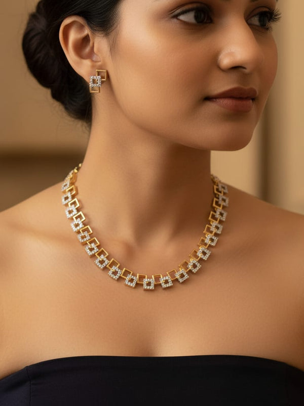 Golden Glow with CZ Brilliance / Classic Gold With Earrings / Modern Sparkle