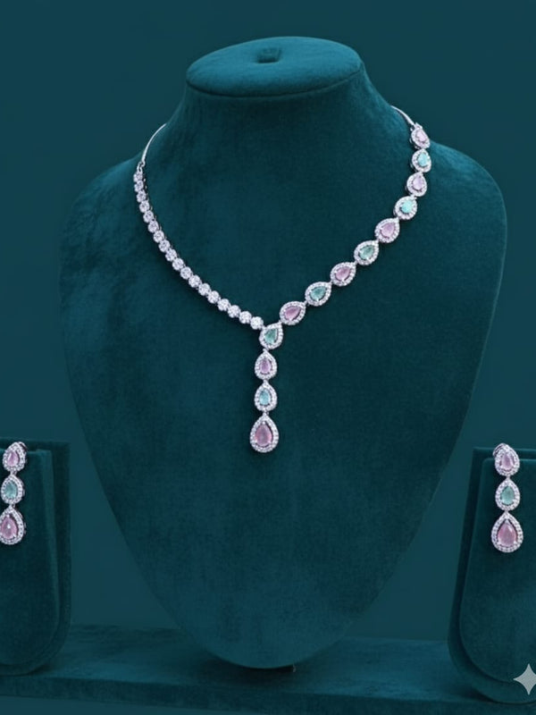 Cubic Zircon /  Classic Necklace Set - Eternal Beauty / Pastel Perfection in 