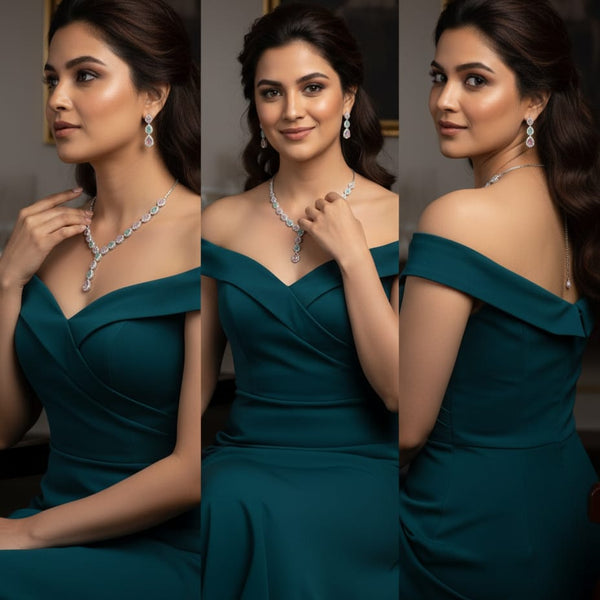 Cubic Zircon /  Classic Necklace Set - Eternal Beauty / Pastel Perfection in 