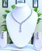 Cubic Zircon /  Classic Necklace Set - Eternal Beauty / Pastel Perfection in "Pink and Mint" With Earrings