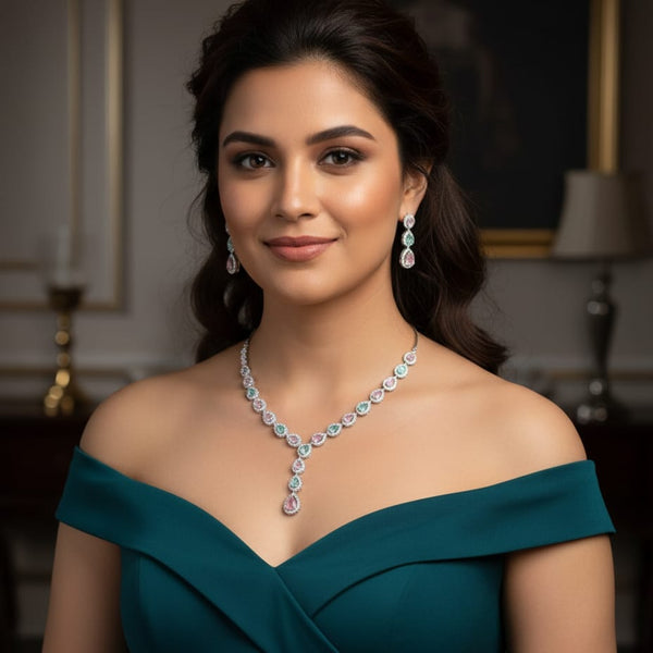 Cubic Zircon /  Classic Necklace Set - Eternal Beauty / Pastel Perfection in 