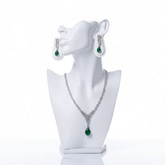 Nature's Elegance in CZ Form With Earrings / Green Glamour - Lasting Impression