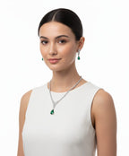 Nature's Elegance in CZ Form With Earrings / Green Glamour - Lasting Impression