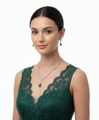 Nature's Elegance in CZ Form With Earrings / Green Glamour - Lasting Impression