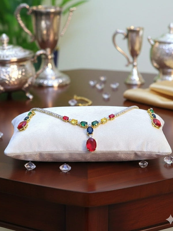 Where Colours Meet Luxury / Multi - Colour Statement Piece With Earrings