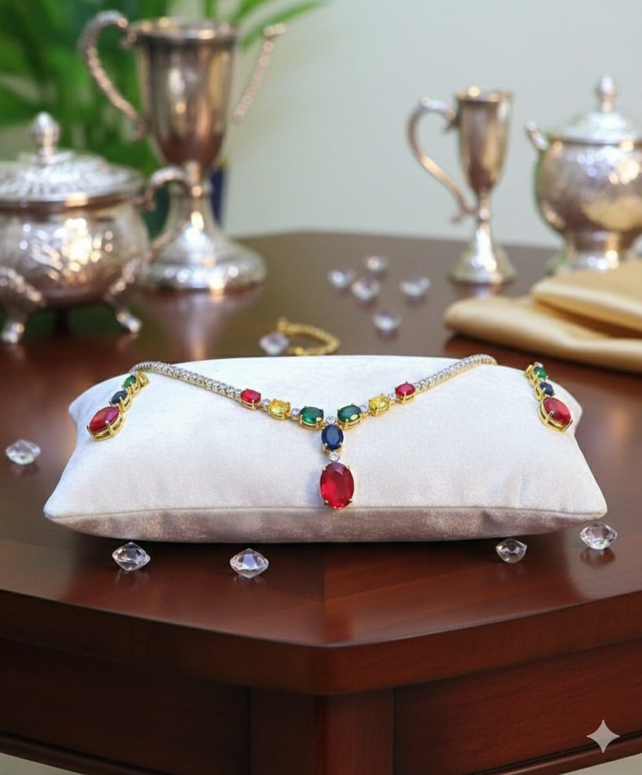 Where Colours Meet Luxury / Multi - Colour Statement Piece With Earrings