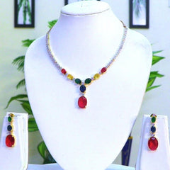 Where Colours Meet Luxury / Multi - Colour Statement Piece With Earrings