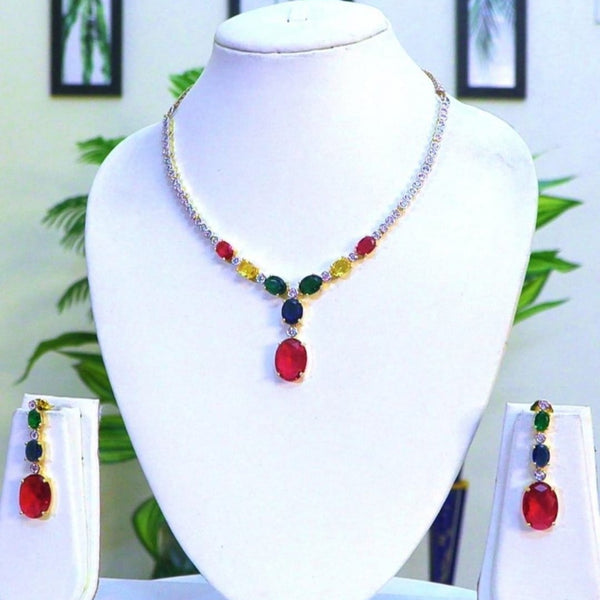 Where Colours Meet Luxury / Multi - Colour Statement Piece With Earrings