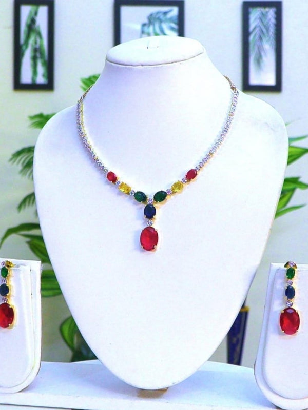 Where Colours Meet Luxury / Multi - Colour Statement Piece With Earrings