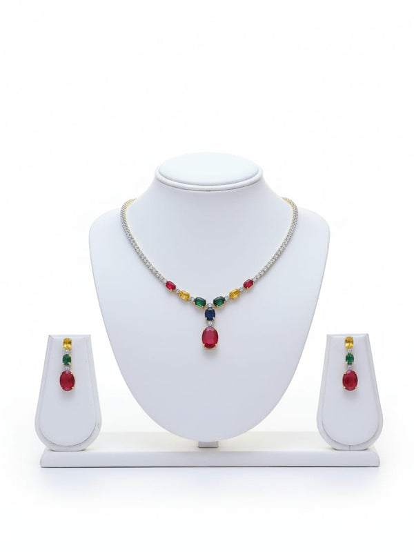 Where Colours Meet Luxury / Multi - Colour Statement Piece With Earrings