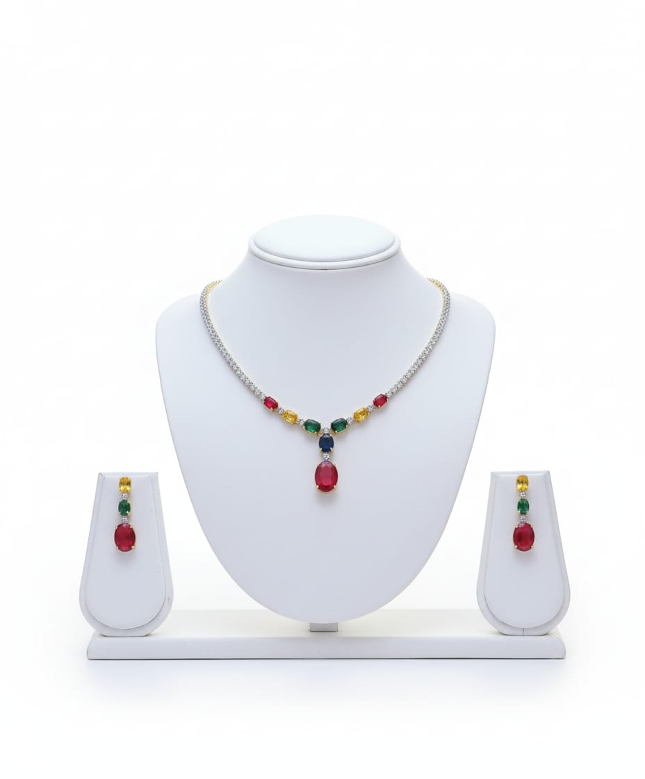 Where Colours Meet Luxury / Multi - Colour Statement Piece With Earrings