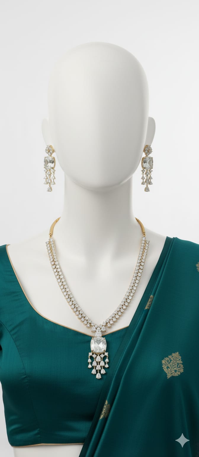 A Necklace Set For All Occassions With Earrings / Shine Bright With Classic Golden Craft