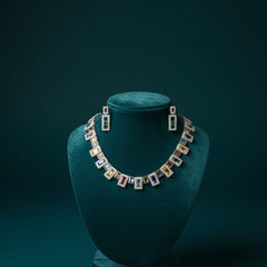 Multi - Colour CZ Necklace Set With Earrings / Light on You - Heavy on Style