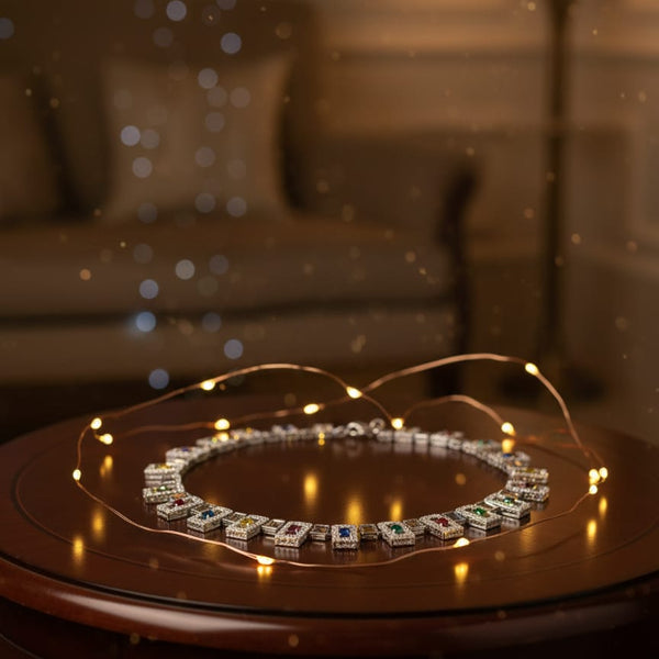 Multi - Colour CZ Necklace Set With Earrings / Light on You - Heavy on Style