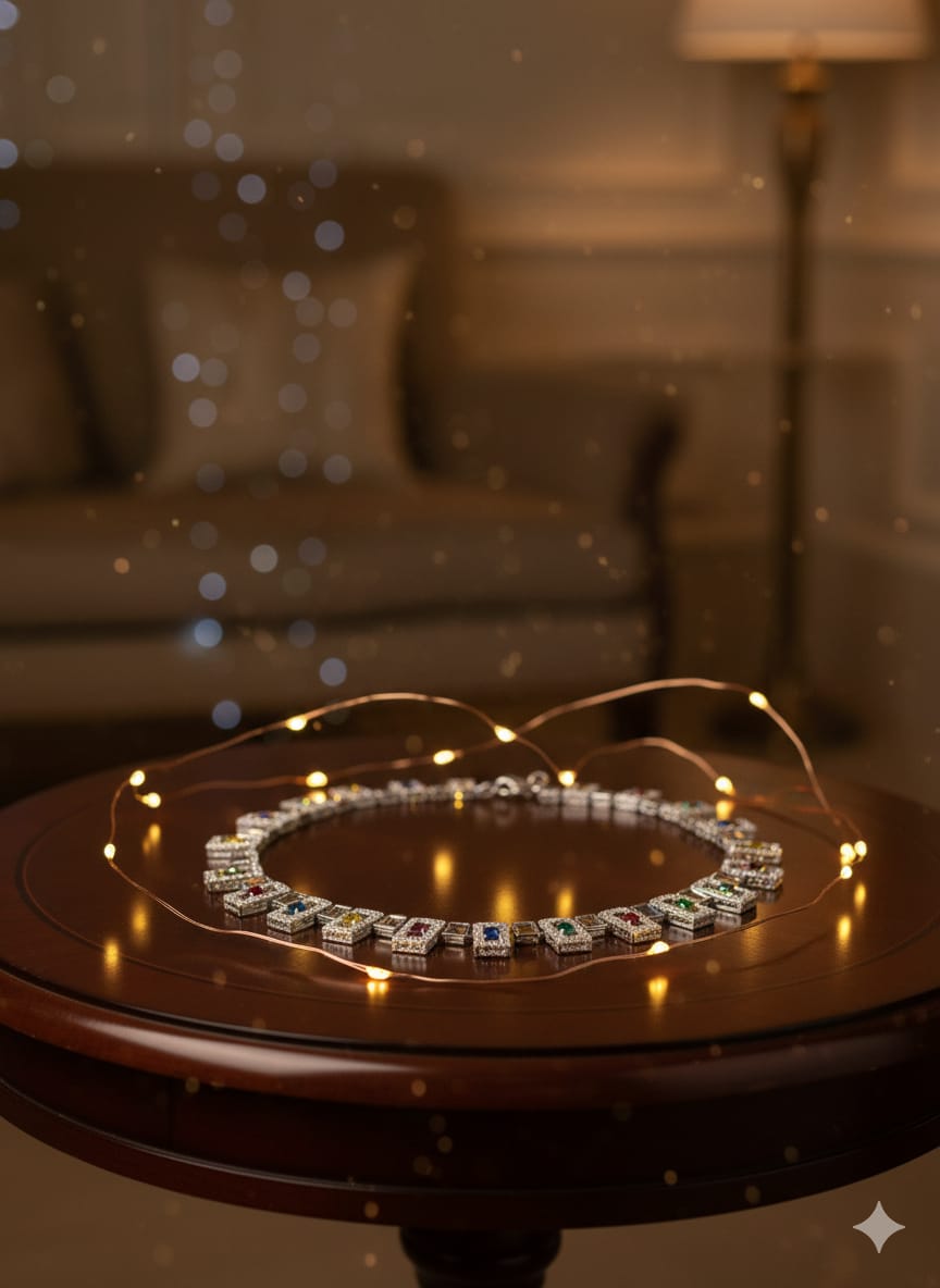 Multi - Colour CZ Necklace Set With Earrings / Light on You - Heavy on Style