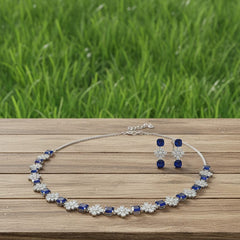 Fine Fashion Classic Necklace Set / Blue in Colour With Earrings