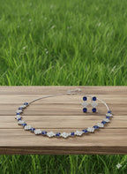 Fine Fashion Classic Necklace Set / Blue in Colour With Earrings
