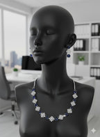 Fine Fashion Classic Necklace Set / Blue in Colour With Earrings