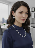 Fine Fashion Classic Necklace Set / Blue in Colour With Earrings