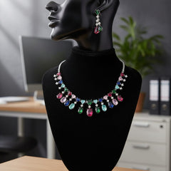 Sparkle in Every Shade / Multi - Colour CZ Set With Earrings