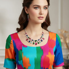 Sparkle in Every Shade / Multi - Colour CZ Set With Earrings