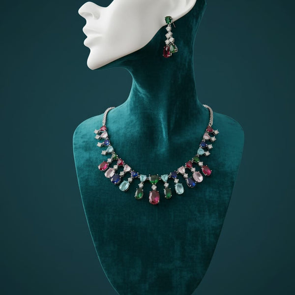 Sparkle in Every Shade / Multi - Colour CZ Set With Earrings