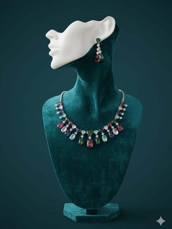 Sparkle in Every Shade / Multi - Colour CZ Set With Earrings