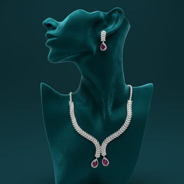 Classic Beauty Meets Ruby Red Shine With Earrings