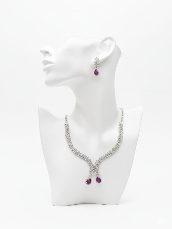 Classic Beauty Meets Ruby Red Shine With Earrings