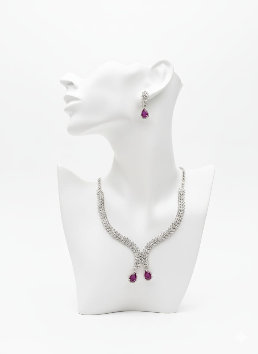 Classic Beauty Meets Ruby Red Shine With Earrings