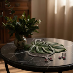 Classic Beauty Meets Ruby Red Shine With Earrings