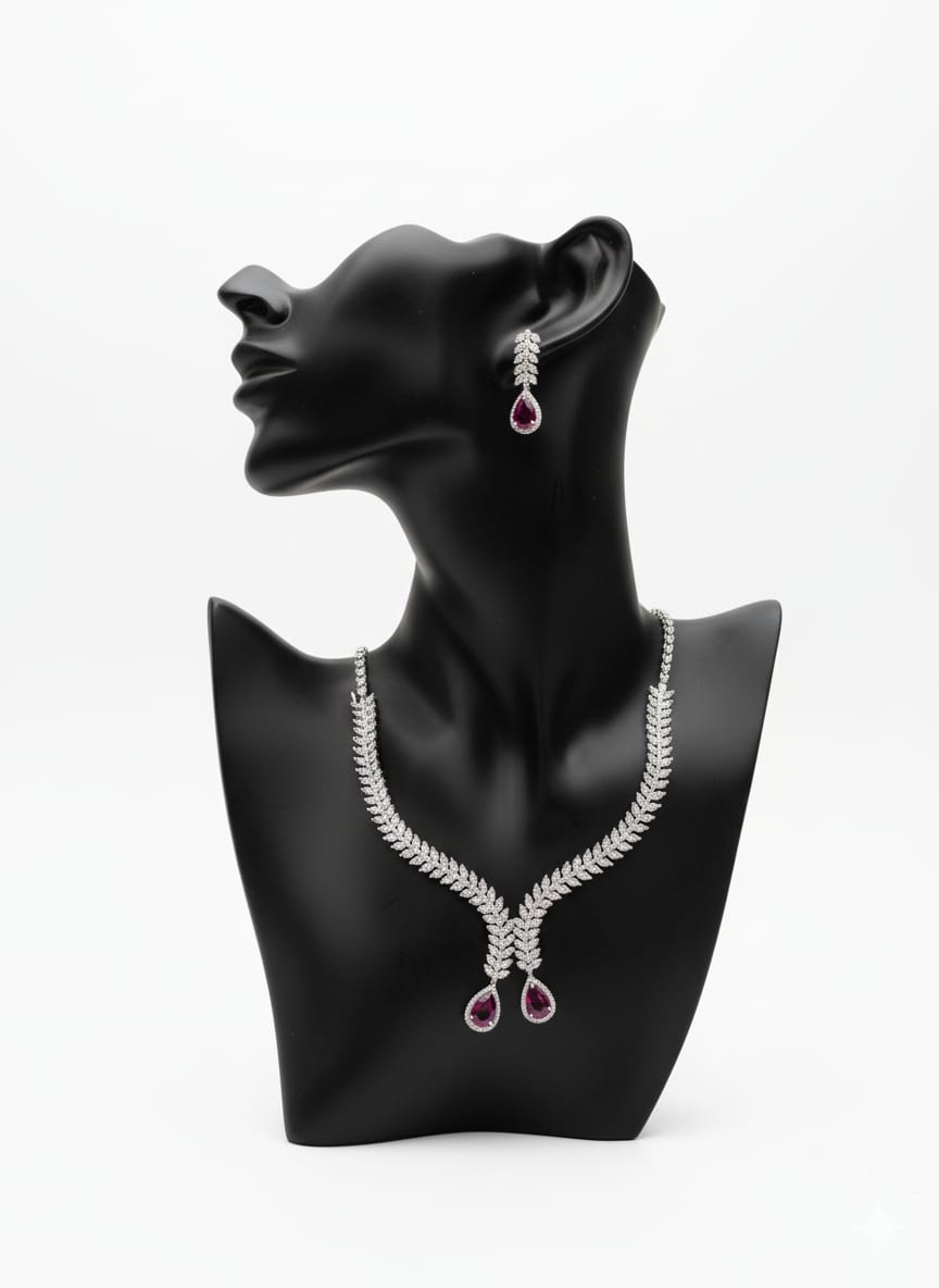 Classic Beauty Meets Ruby Red Shine With Earrings