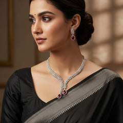 Classic Beauty Meets Ruby Red Shine With Earrings