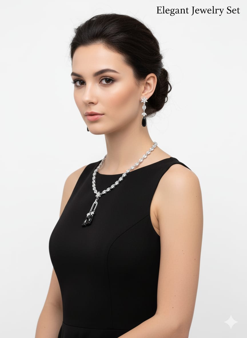 Modern Day Gift to a Women / Black Colour With Earrings