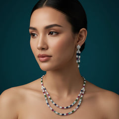 When Tradition Meets Trend / Multi - Colour Double Layer Set With Earrings