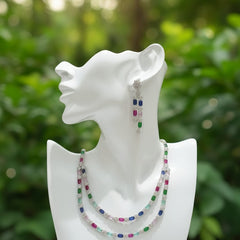 When Tradition Meets Trend / Multi - Colour Double Layer Set With Earrings