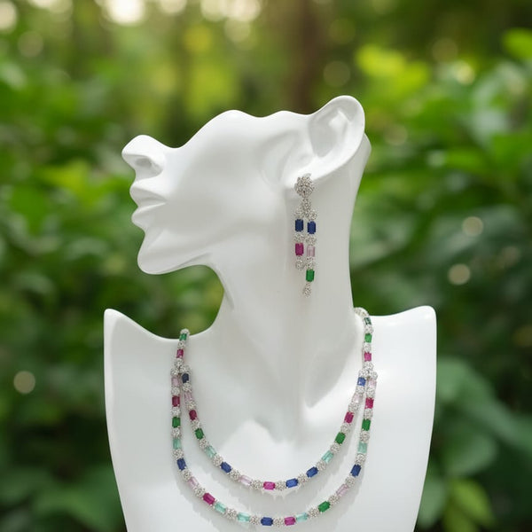 When Tradition Meets Trend / Multi - Colour Double Layer Set With Earrings