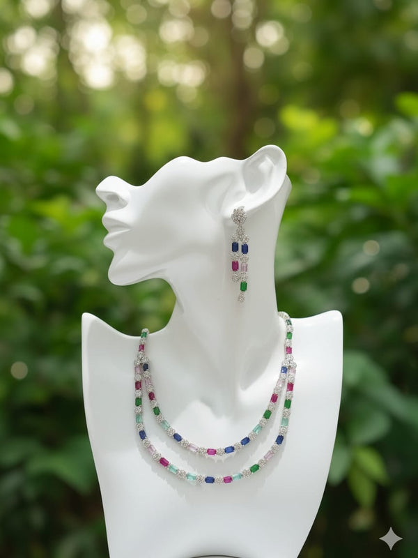 When Tradition Meets Trend / Multi - Colour Double Layer Set With Earrings