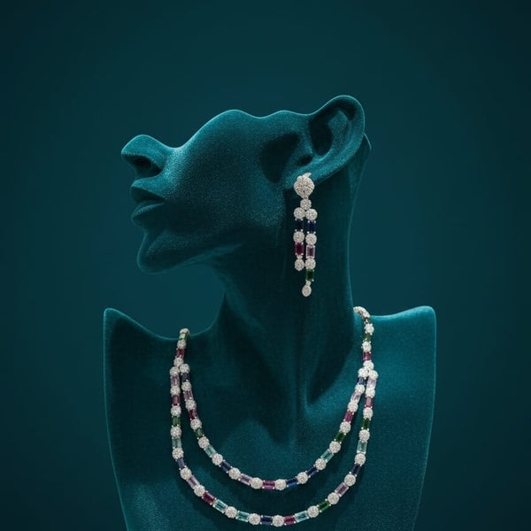 When Tradition Meets Trend / Multi - Colour Double Layer Set With Earrings