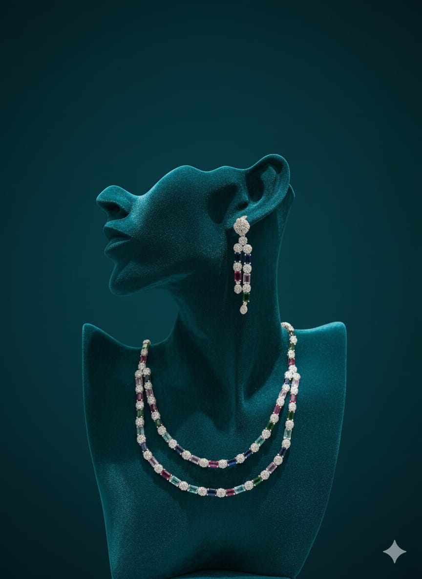 When Tradition Meets Trend / Multi - Colour Double Layer Set With Earrings