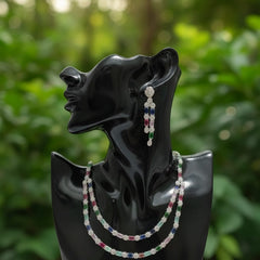 When Tradition Meets Trend / Multi - Colour Double Layer Set With Earrings