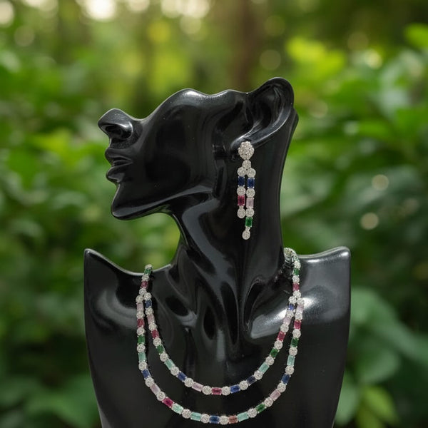 When Tradition Meets Trend / Multi - Colour Double Layer Set With Earrings