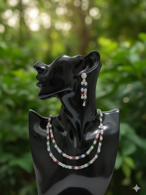 When Tradition Meets Trend / Multi - Colour Double Layer Set With Earrings