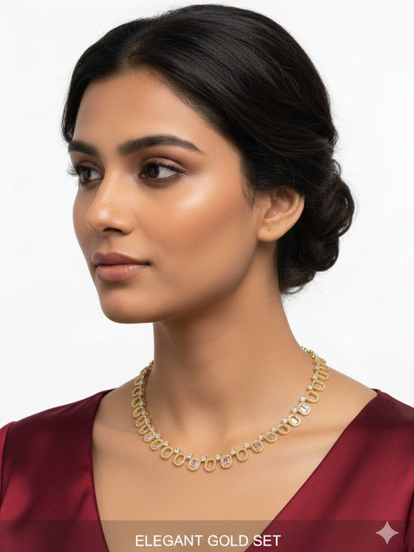 Classic Pattern / CZ Jewellery Set With Earrings