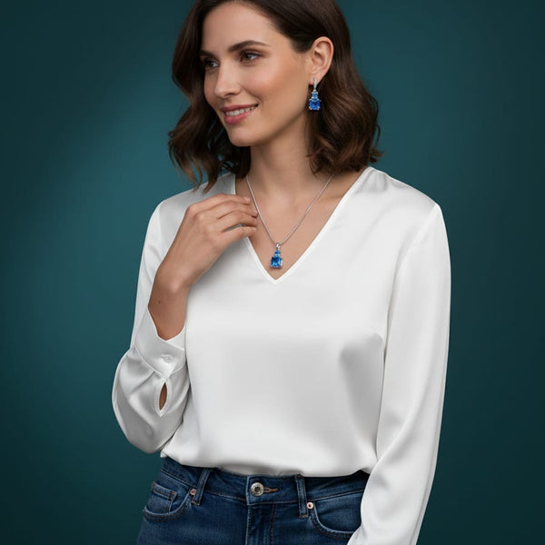 Original Zircon Pendant Set with Earrings